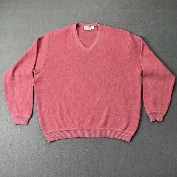Vintage St. Croix Knits Men's V-Neck Merino Wool Sweater Pink Salmon Size‎ L - Picture 1 of 6